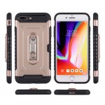 Wholesale iPhone 8 Plus / 7 Plus Rugged Kickstand Armor Case with Card Slot (Black)